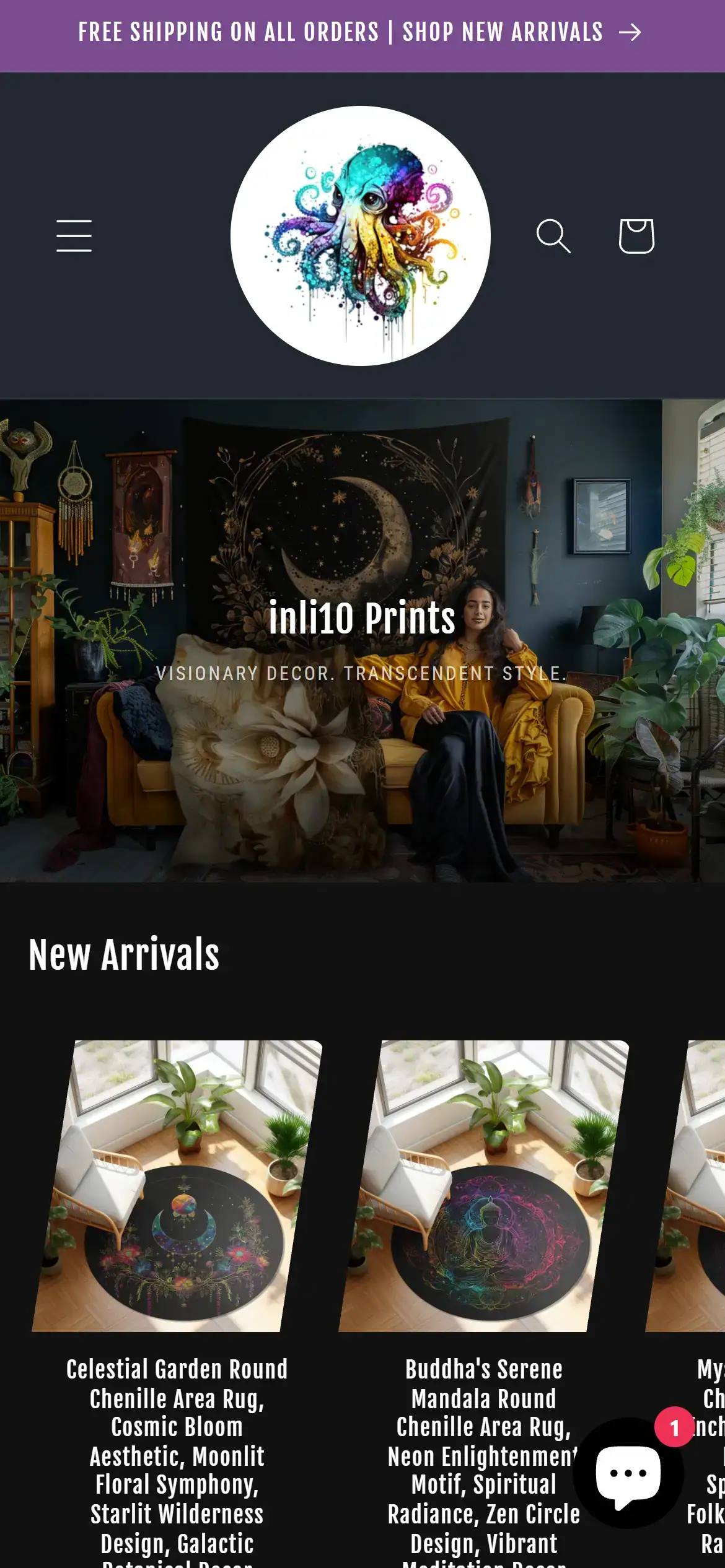 Mobile homepage showing hero banner and responsive product grid
